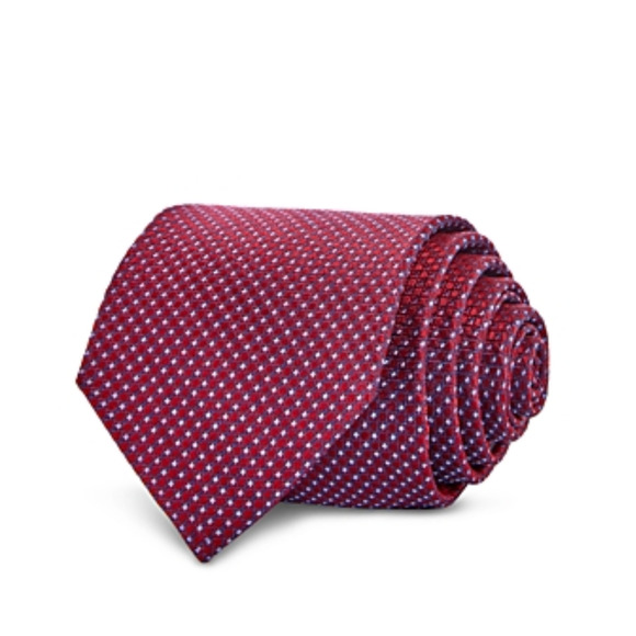 The Men's Store Micro Grid Silk Classic Tie Red One Size - Picture 1 of 1